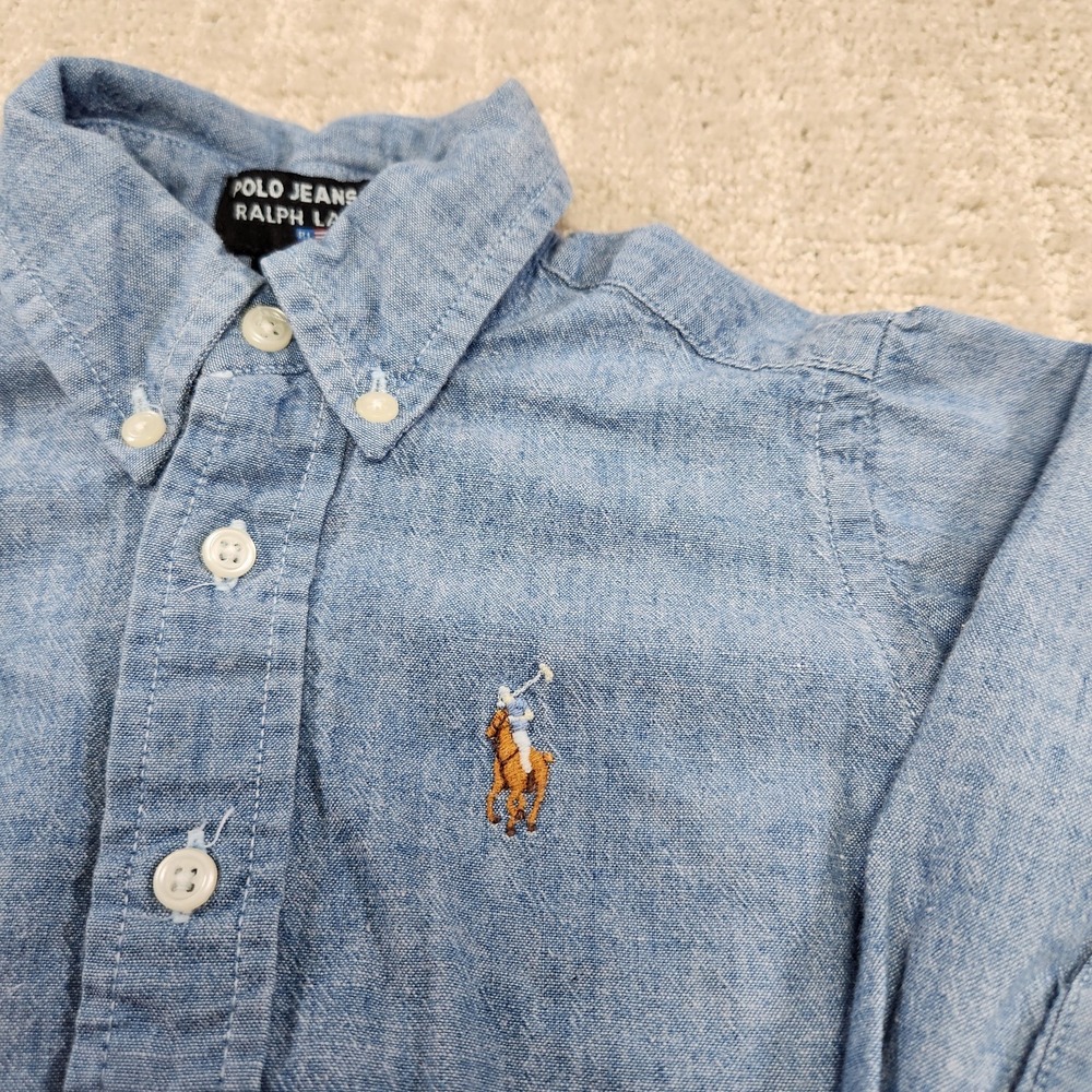 Vintage Polo Ralph Lauren Jeans Shirt Baby Infant 18-24 Months Chambray Denim - Picture 2 of 8